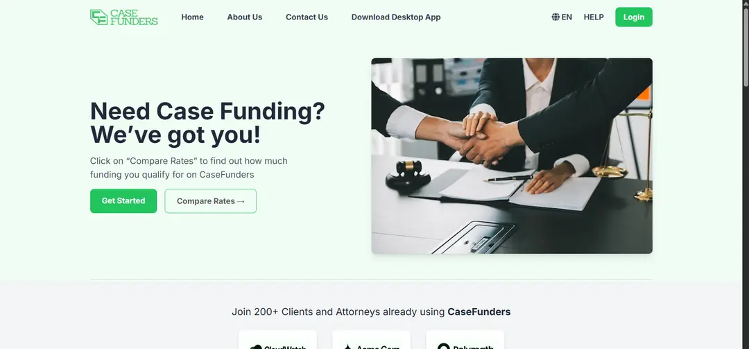 CaseFunder legal funding platform interface