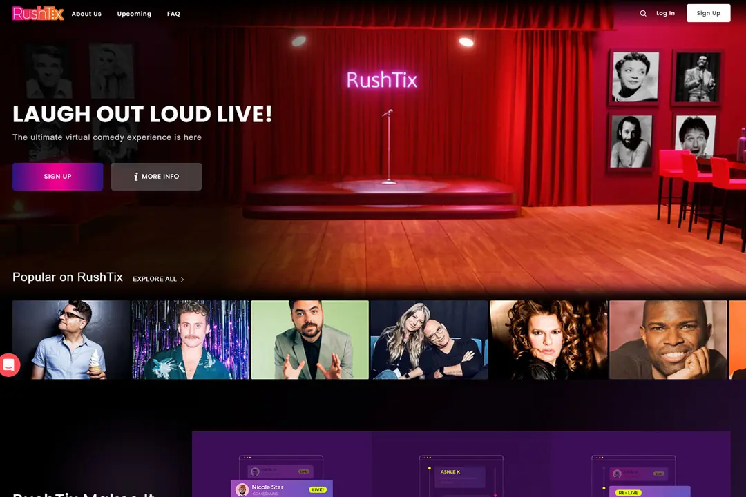 RushTix virtual entertainment platform